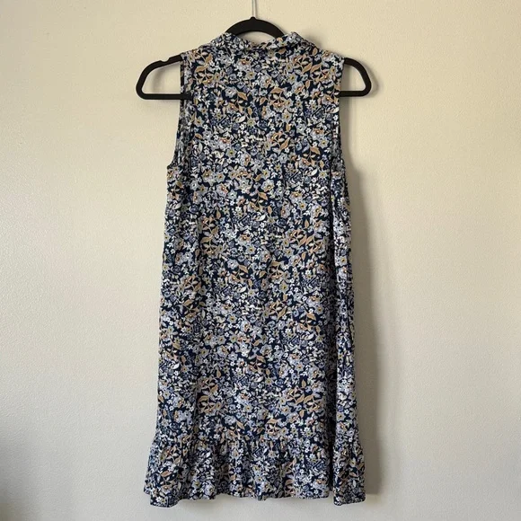 J Jill Floral Button Sleeveless Dress Navy Size X Small Petite - Picture 2 of 9